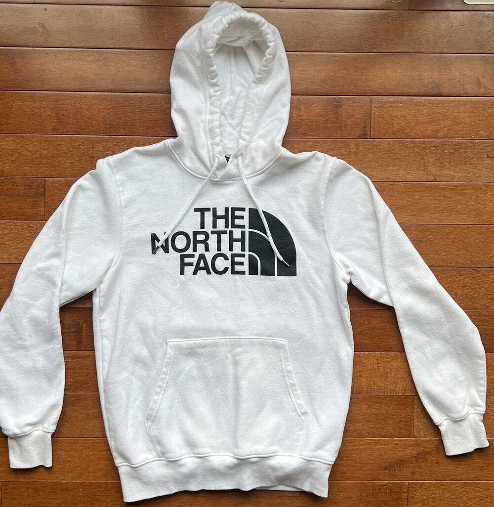 The North Face Hoodie White Pullover Sweatshirt Mens Small /Graphic Logo Hooded